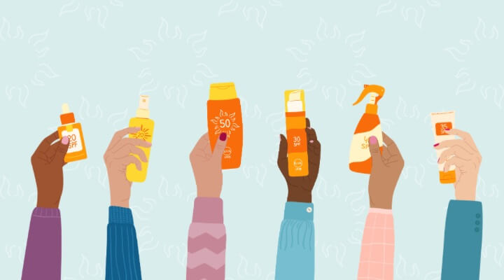 illustration of hands holding up sunscreen