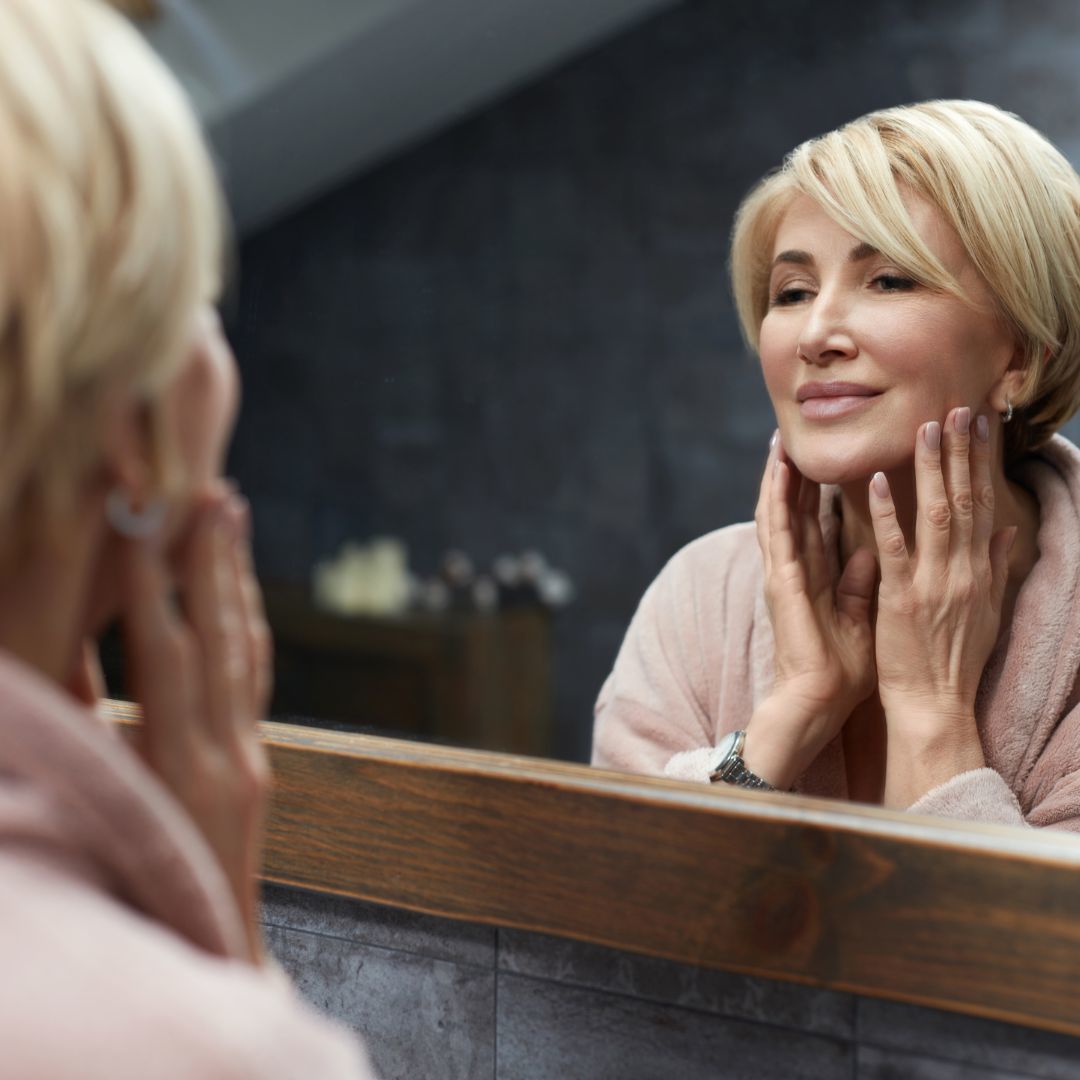Middle-aged woman enjoying smoother skin after the Silhouette InstaLift